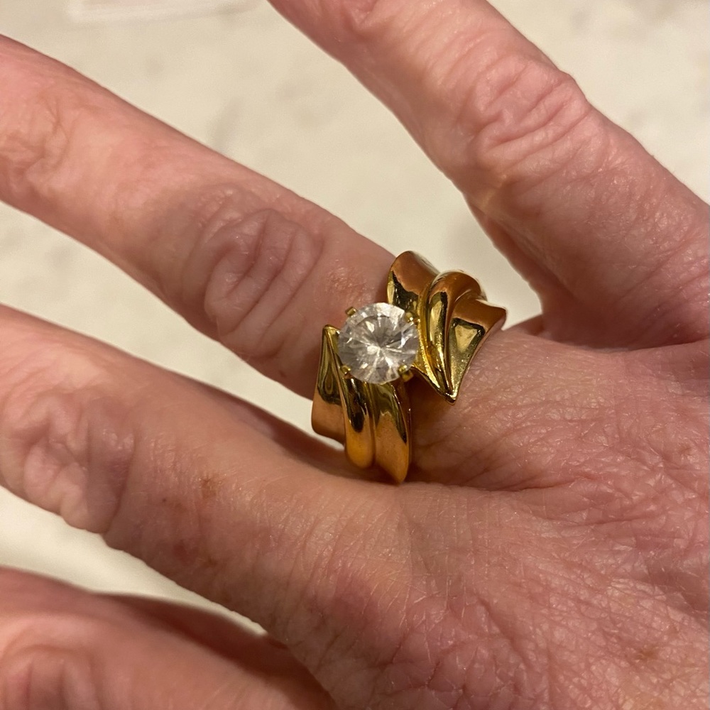 Gold plated faux diamond ring